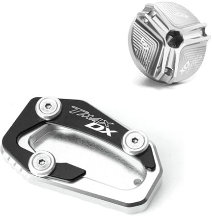 Lange Haltbarkeit Motorradständer Fußvergrößerer Seitenständerverlängerung Mit Logo Für Y&amaha Tmax DX 2017 Tmax 530 DX 2017-2022(Silber,2)