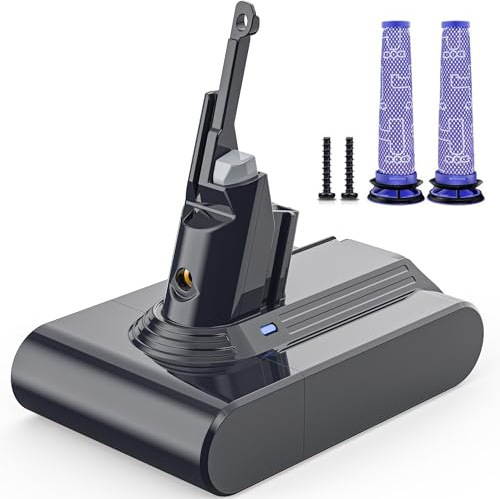 Morpilot Batería de 6500 mAh para Aspiradora Dyson V7 SV11 Motorhead Animal Mattress Fluffy Trigger para Coche y Barco, con 2 Filtros de Repuesto