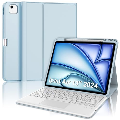 WINCHKING Custodia Tastiera per iPad Air 13 M4 2026/M3 2025/M2 2024 con Touchpad, Bluetooth Magnetica Staccabile, Cover con Italiano QWERTY Tastiera per iPad Air 13 Pollici M4/M3/M2, Azzurro