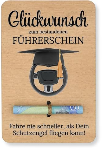 ZUKLA Verpackung für Geldgeschenke Führerschein Geschenk - Holz - 15 x 10 cm - Geldgeschenk Verpackung Holz - Führerschein Gutschein