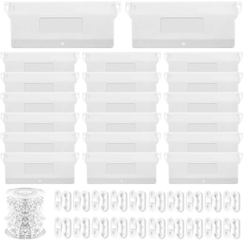 20 lamelle per tende a lamelle con catena da 10 metri e 20 bottoni di perline, 127 mm, ricambio per tende, porte, finestre, accessori (bianco)
