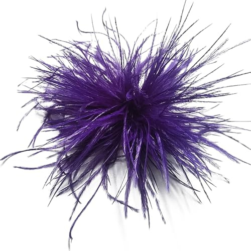 Whakano Elegante Feder Brosche,Damen Haarspange,Straußenfeder Ansteckbrosche,Vintage Corsage Anzug Pullover Hemd Hüte Clips für Damen,Kleidung Zubehör,für Hochzeit Bankett Party,Lila