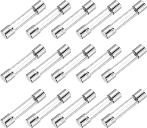 sourcing map Glassicherung, 1 A, 250 V, 5 x 20 mm, Zeitverzögerung, UL-gelistet, träge Sicherung für Haushaltsgeräte, 15 Stück
