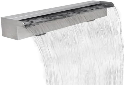 Home & Garden - Fontana rettangolare a cascata per piscina, in acciaio inox, 90 cm