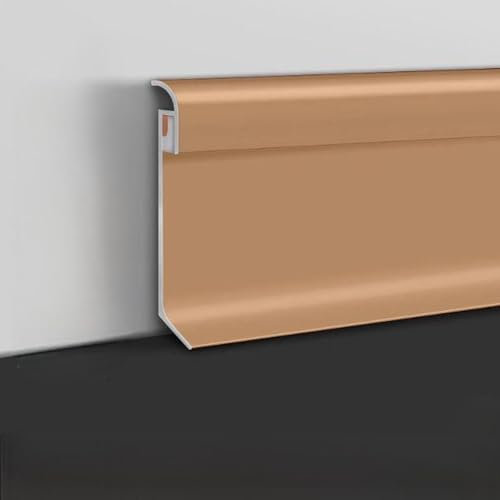 Lot de 6 plinthes en aluminium pour éclairage LED - 80 x 2500 mm - Longueur totale 15 m - Doré mat - Avec possibilité de montage LED - Surface bombée vers le bas - Rayonnante vers le bas - Moulure