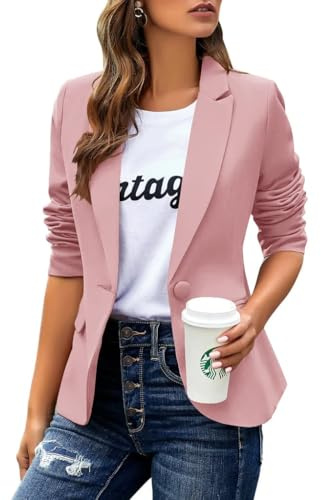 Cicy Bell - Giacca casual a maniche lunghe, blazer con risvolto, adatto per l’ ufficio e il lavoro, giacca blazer