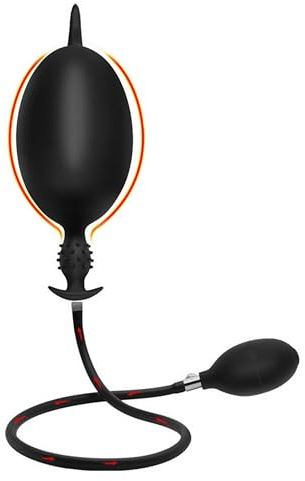FOPS Plug Anale Gonfiabile per Uomo Donna 25-34cm Divaricatore Anale XL Silicone Nero Sex Toy per Stimolazione Profonda Regolabile D22-12