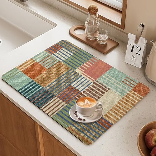 Coffee Machine Mat, Drying Mat for Kitchen Counter, Kitchen Super Absorbent Draining Mat, 40 x 60 cm Dish Drying Mat, Quick Dry, Easy to Clean, for Coffee Machine, Pets, Sink