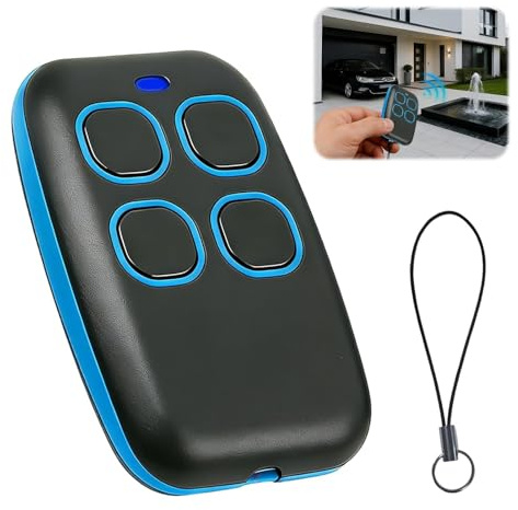Télécommande Portail Universelle 4 en 1, télécommande Rolling Code Universel multifréquence de 280 à 868 MHz. Radiocommande Portail programmable Version Mise à Jour avec liste de compatibilité Bleu