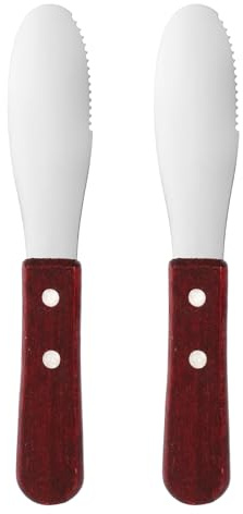 Penitue 2pcs Couteaux à Beurre et à Fromage en Acier Inoxydable avec Manche en Bois, pour Tartiner le Fromage Frais les Condiments Outils et Ustensiles de Cuisine
