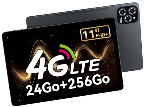 KINGRID W90 Tablet 11 Pulgadas con Tarjeta SIM, 24 GB+256 GB (4 TB TF) | Tablet para Gaming, Octa-core, 1920*1200 FHD+, 8000 mAh, 16 MP+8 MP, Gemini AI, Widevine L1, Face ID (4 Años de Garantía)