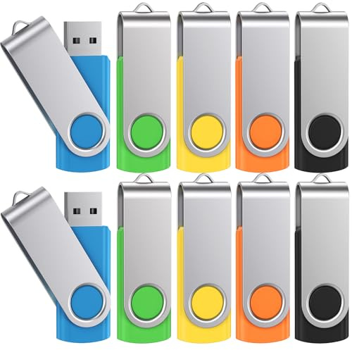 Lot de 10 Clés USB 8 Go USB 2.0 Clé USB Flash Drive Rotative Clef USB Couleur Mixte Mémoire Stick Métal Flash Drive pour Les Amis et la Famille