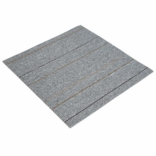 vidaXL Piastrella per tappeti grigio chiaro con strisce 50 x 50 cm 36 pezzi, camera da letto, pavimento modulare, moquette morbida, interni, piastrelle chic, facile da pulire