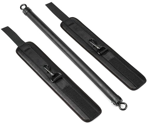 Leg and Hip Fitness Bar, Expandable Spreader Bar for Home Gym, Adjustable with PU and Stainless Steel, Includes Restraints for Ankles and Wrist, for Stretching and Strength Training