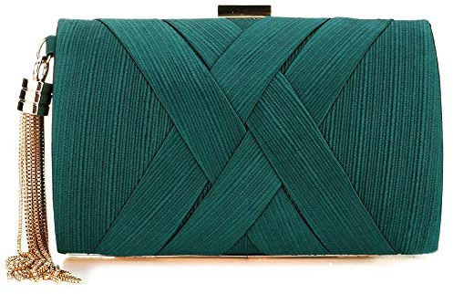 LIRENSHIGE Damen-Clutch, Damen, Abschlussball, Party, Hochzeit, Designer-Abendtasche, Atemberaubende Quaste, Grün, Einheitsgröße