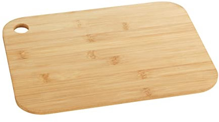 WENKO Schneidebrett Bambus M+, Küchenbrett, Schneidbrett mit Griffloch, klingenschonend Tabla de cortar Bamb· 33x25 cm Multicolor