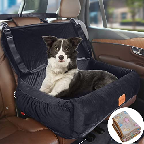 Hundeautositz für große/mittelgroße Hunde,Hundeauto-Reisebett,bequem und sicher;Mehrzweck-Design–kann in EIN Hundebett oder EIN Hundesofakissen umgewandelt Werden (Hunde autositz-XL-Schwarz)