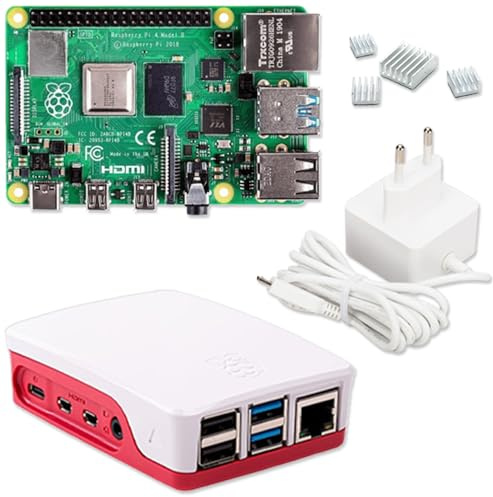 Raspberry Pi 4 4GB Starter-Kit | 5V 3A USB-C Netzteil | Gehäuse | Kühlkörper | Raspberry Pi 4 Model B 4 GB RAM