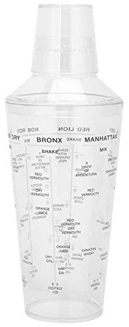 Coctelera de plástico de 24 onzas de recetas de 3 piezas coctelera Boston con tapa Colador de medición profesional para coctelera Boba Tea Shaker Bar Herramientas Bartender Kit