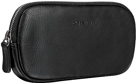 STILORD Mike Vintage Leder Etui Ledermäppchen ideal für Stifte Handy Kosmetik Geld Brille Schlüssel Federmappe Schminktasche Echtleder Farbe:schwarz