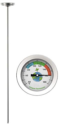 Kcnsieou Thermomètre de terreau sûr et respectueux de l'environnement en acier inoxydable de 50 cm, mesure Celsius pour jardin de 4,4 à 82,2 °C.