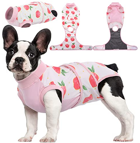 Kuoser återhämtningsdräkt för hund, återhämtning av hundar passar kvinnlig spay och man kal för vård efter födseln, mjuk hund Onesie kirurgi kon alternativ förhindrar slick, persikopulver M