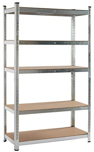 KitHome - Étagère de Rangement 5 étagères, 180 x 120 x 40 cm, 175 kg par étagère, galvanisée et MDF, GALVA 5B12040175K