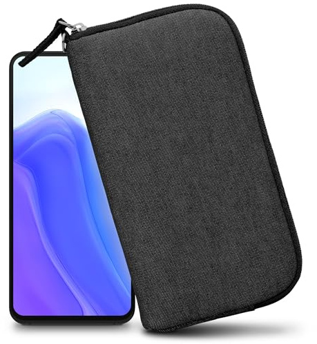 XiRRiX Handytasche für Smartphone 5XL 7 Größe - Modell 2.0 - universal Handyhülle mit Handschlaufe - Handy Hülle mit Reißverschluss - Tasche schwarz/grau