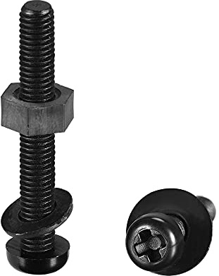 sourcing map 20 Satz Nylon Schraubenmuttern Unterlegscheiben Sortiment Kit M5x35mm Rundkopf Maschinenschraube Schraubenmuttern Unterlegscheiben Schwarz