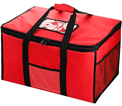 ZOOFOX Insulated Food Delivery Bag, 22×16×13 Large Catering Supply Bag with Zipper and Handle, Reusable Soft Cooler Bag Thermal Bags for Uber Eats, Doordash, Restaurants
