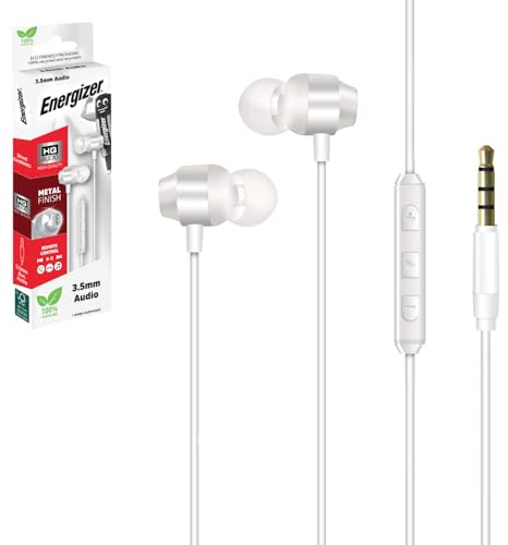 Energizer - Ecouteurs Filaires avec Prise Jack - télécommande 3 Boutons