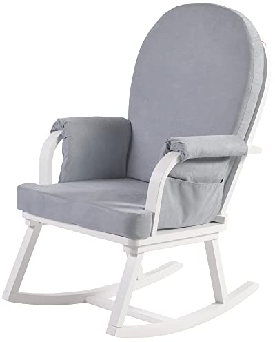KUB Meadow Nursing Rocking Chair - Deluxe Modern Space-Saving Design in Grey for Nursery