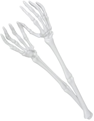 NS Halloween Skeleton Salad Tongs, White Plastic Hand Bone Spoon Server, Realistic Spooky Kitchen Tableware Utensils for Halloween Buffet Home Party Decor Props Decoration -Set of 2 - Total 4 Tongs