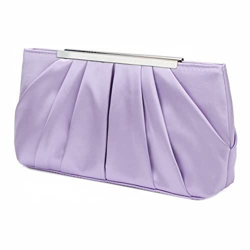 Jywmsc Borsa da sera in raso da donna Elegante pochette da sera plissettata in raso per donna Borsa da sposa in argento