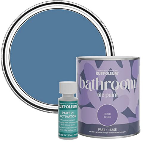 Rust-Oleum Blue Water-Resistant Bathroom Tile Paint in Satin Finish - Blue Silk 750ml