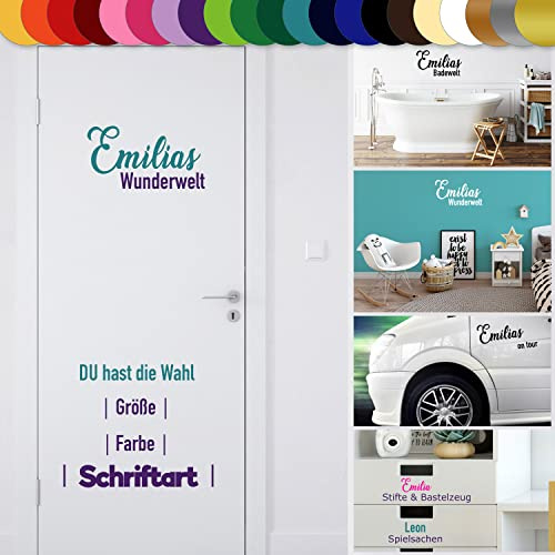 Wandtattoo Wunschtext personalisiert Name Spruch Zitat Wandaufkleber Vinyl | Personalisierbare Vinylfolie mit Wunschtext Name Datum Zitat für Geschenk Hochzeit Kinderzimmer konturgeschnitten Mietwohnung