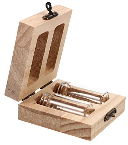 Cabilock Envase Caja Preservación del Cordón Umbilical Lanugo Bebé Contenedor De Pelo Fetal Botella De Pelo Fetal Biberón Infantil Biberón De Leche Páginas Tirantes Recién Nacido De Madera