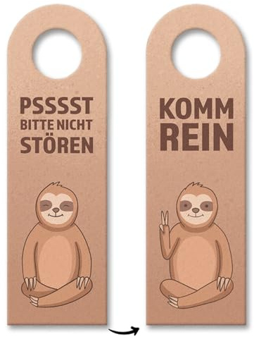 Psssst bitte nicht stören oder Komm rein Türhänger 10er Set mit niedlichem Faultier lustiger Türhänger 10er Set aus Filz um beim Chillen oder meditieren nicht mehr gestört zu