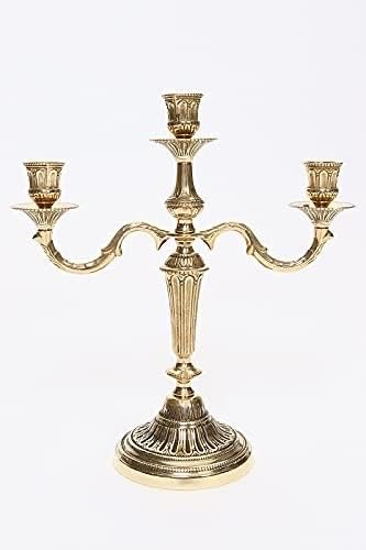 3 Flammiger Kerzenleuchter Messing Gold 36 cm Kerzenständer Antik Stil mehrarmig Kerzenhalter Barock jugendstill Tischleuchter Hochzeitsdekoration Tischdeko Armleuchter 3 Flammen Stil-202