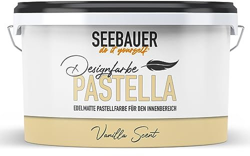 SEEBAUER diy Pastellfarbe PASTELLA Gelb 2,5L (Vanilla Scent) Edelmatte Wandfarbe Vanille - Innenfarbe sehr hohe Deckkraft - Matt, Abwaschbar und Tropffrei