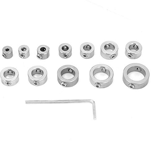Drill Bit Depth Stop Collar Kit Set, Pack of 12 3-16mm Stainless Steel Drill Depth Stop Bit Collar Set Drilling Limit Ring with Hex Wrench Woodworking Drill Bit for Drilling Limit