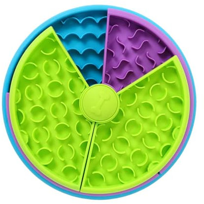Hodeffior Gamelle à friandises à 3 couches anti-avalage, alimentation saine, plateau de jeu rotatif pour faciliter la digestion des animaux de compagnie (26 x 26 x 7 cm)