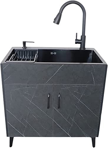 Waschbecken für zu Hause, Küchenspülen, Küchenspülenschrank, freistehende Edelstahl-Waschbecken für einen Waschraum mit Heiß- und Kaltwasserhahn, Mehrzweck-Waschbecken, gewerbliche Spüle