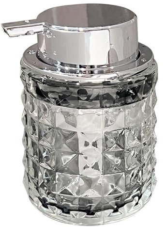 Dispenser da 200 ml, trasparente, cilindrico, per sapone, lozioni, in vetro trasparente, ricaricabile, con grande pompa, riutilizzabile, pompa per sapone schiumoso, per casa, bagno, cucina,