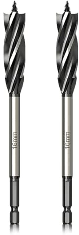 Meccion Professional Holzbohrer 16mm x 165mm x 2Pcs Schneckenbohrer Selbstvorschub mit 1/4 Zoll Sechskantschaft Holzarbeiten Schlangenbohrer