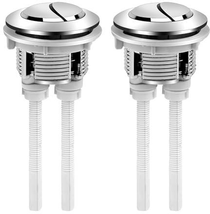 2 Pack 38mm Toilet Dual Flush Push Button Replacement Dual Flush Toilet Tank Button, Round Head Toilet Cistern Push Button Accessories for Bathroom Closestool Water Tank Repair (Silver)