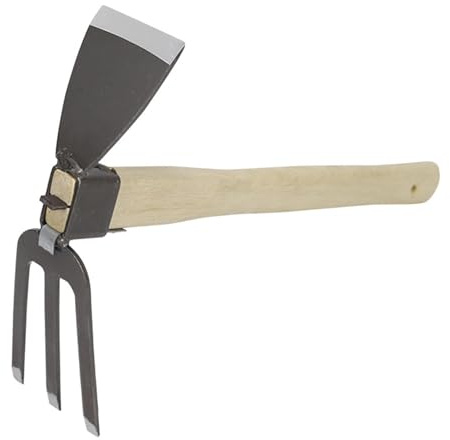 bephible Manual Weeding Tool for Digging Heavy-Duty Steel Garden Hand Hoe with Wooden Handle Lightweight Gardening Planting Farming Outdoor C