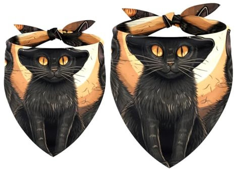 Dreieckstuch für Hunde, Halloween, Kürbis, Katze, Dreieckstuch für kleine, mittelgroße und große Hunde und Katzen, Dreieckstuch, 2 Stück