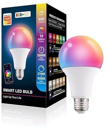 INFI NATE Smart LED Light Bulb, E27 Base, WiFi, 16 Million Colours, Dimmable, Scheduling, Energy Saving, Warm/Cool White, Music Sync, Voice Control, Works with Alexa and Google Assistant