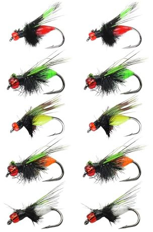 Fliegen zum Fliegenfischen, Barsch-Fliegenfischköder | 10 Stück -Forellen-Fliegenfischköder | Salzwasser-Fliegenset, trockenes Oberwasser, Köder ohne Widerhaken, animierter Köder für Barsch, Forelle